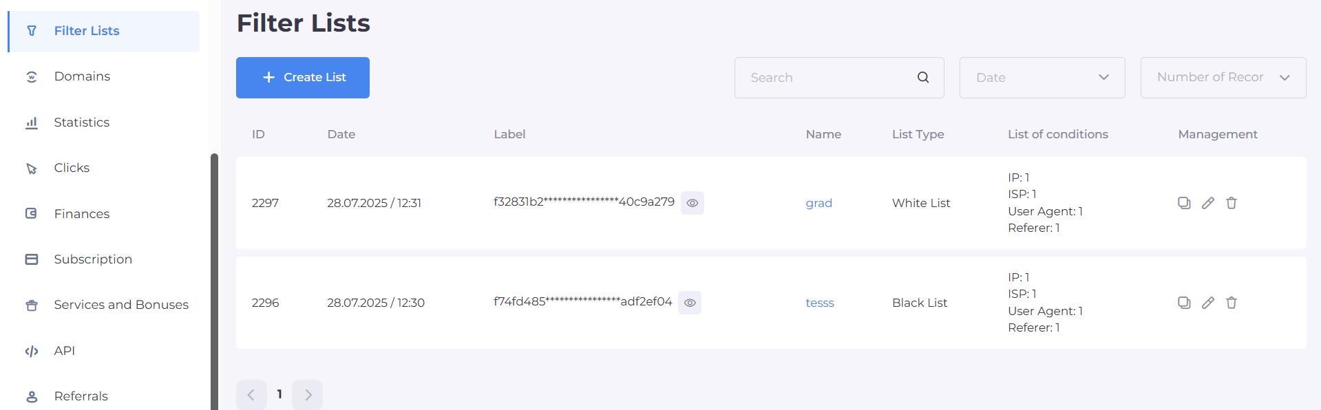 Filter Lists в Cloaking.House